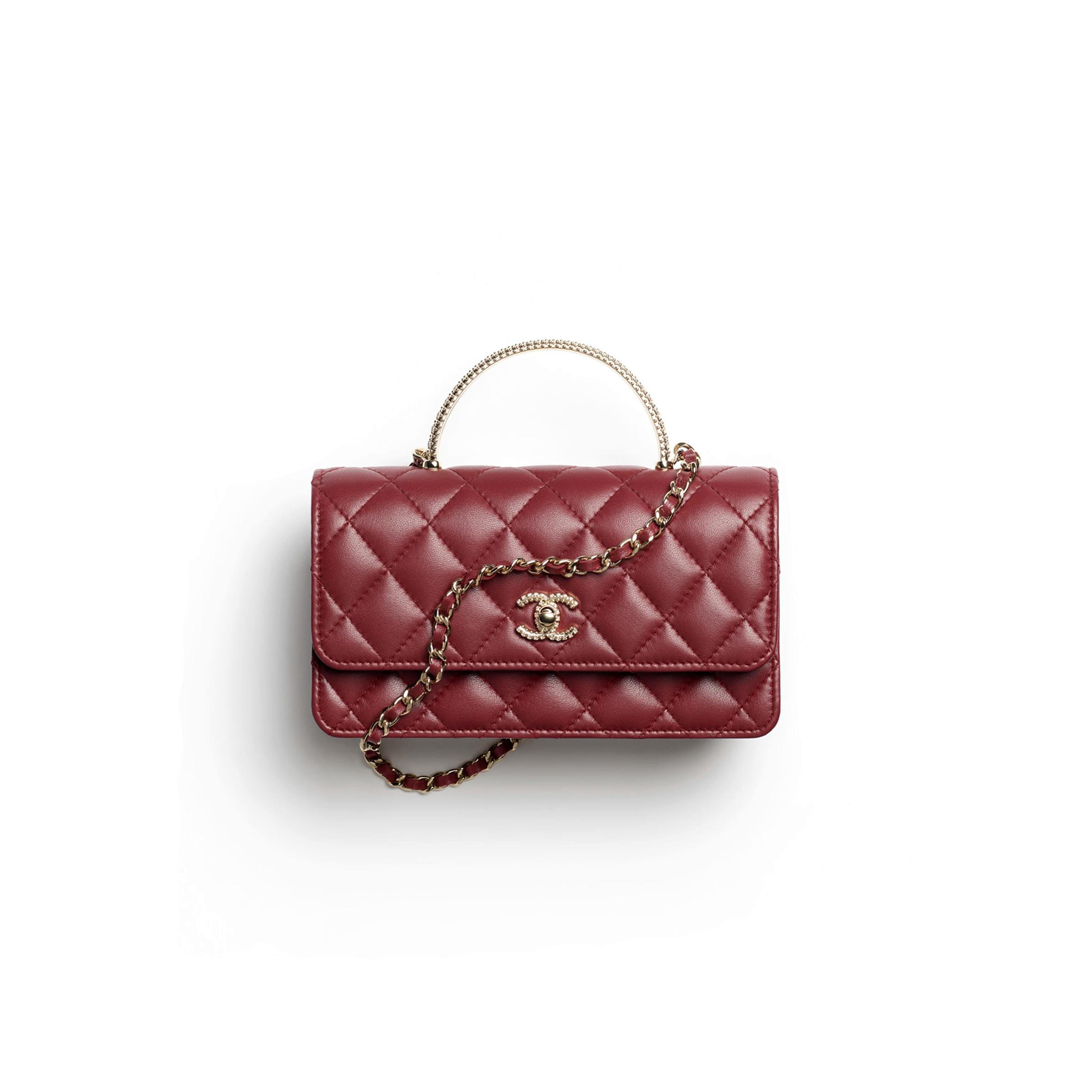 CHANEL CLUTCH WITH CHAIN LAMBSKIN, DIAMANTÉ & GOLD METAL AP4831 (21*13*6.5cm)